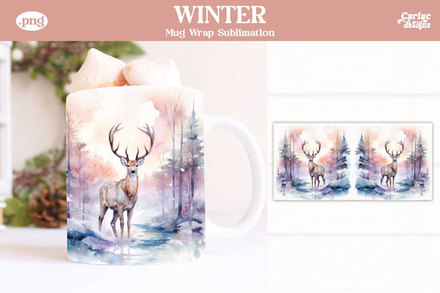 Christmas Reindeer Mug Wrap Sublimation Carla C Designs 