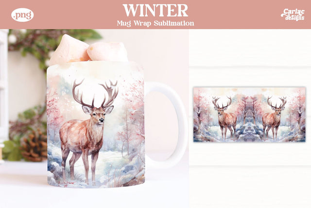 Christmas Reindeer Mug Wrap Sublimation Carla C Designs 