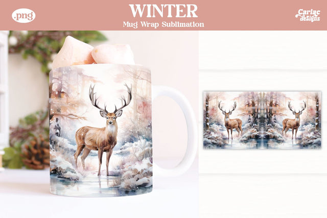 Christmas Reindeer Mug Wrap Sublimation Carla C Designs 