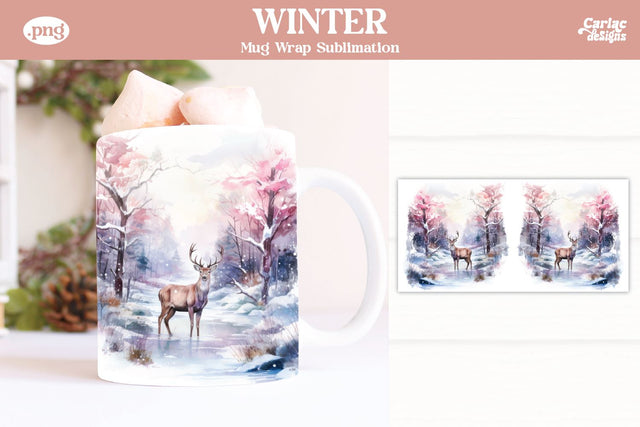 Christmas Reindeer Mug Wrap Sublimation Carla C Designs 