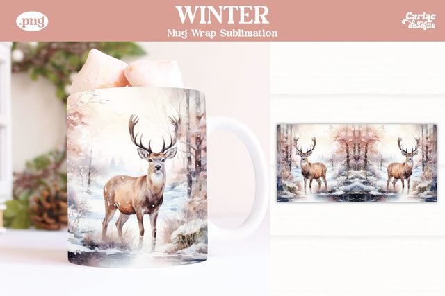 Christmas Reindeer Mug Wrap Sublimation Carla C Designs 