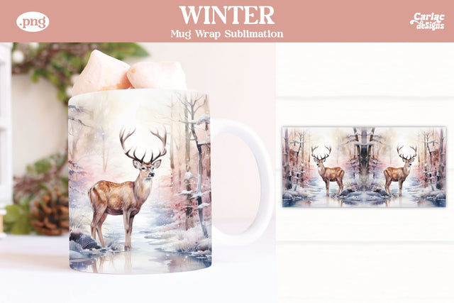 Christmas Reindeer Mug Wrap Sublimation Carla C Designs 