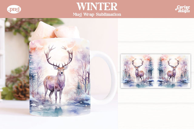 Christmas Reindeer Mug Wrap Sublimation Carla C Designs 
