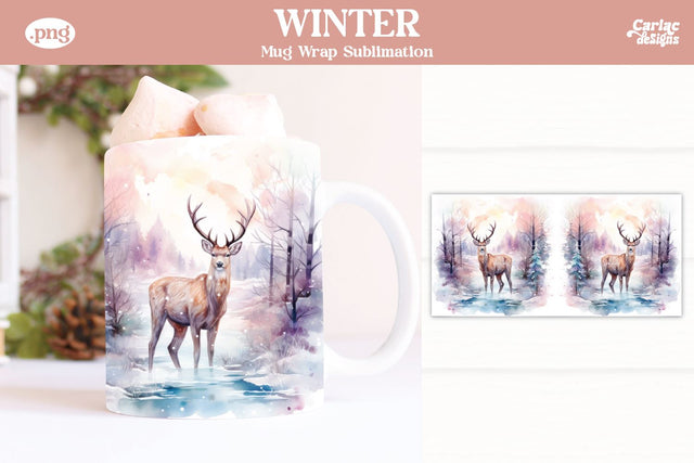 Christmas Reindeer Mug Wrap Sublimation Carla C Designs 
