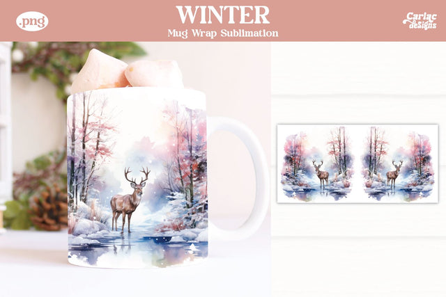 Christmas Reindeer Mug Wrap Sublimation Carla C Designs 