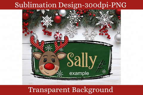 Christmas Reindeer Name Plate PNG, Holiday Chalkboard Sign, Personalized Name Design, Christmas Sublimation Design Digital Download Sublimation Keepsake Treasures Designs LLC. 