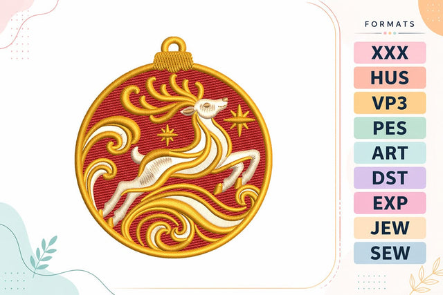 Christmas Reindeer Ornament Machine Embroidery Design Embroidery/Applique DESIGNS sg embroidery 