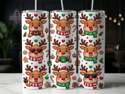 Christmas Reindeer Pattern 20oz Tumbler, Christmas Reindeer, Reindeer Pattern, Christmas Pattern, Reindeer Tumbler, Pattern Tumbler, 20oz Tumbler Wrap, Reindeer PNG Sublimation SvggirlplusArt 