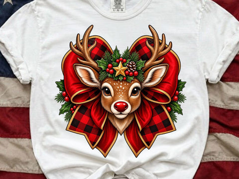 Christmas Reindeer Plaid Bow Clipart PNG SVG artprintfile 