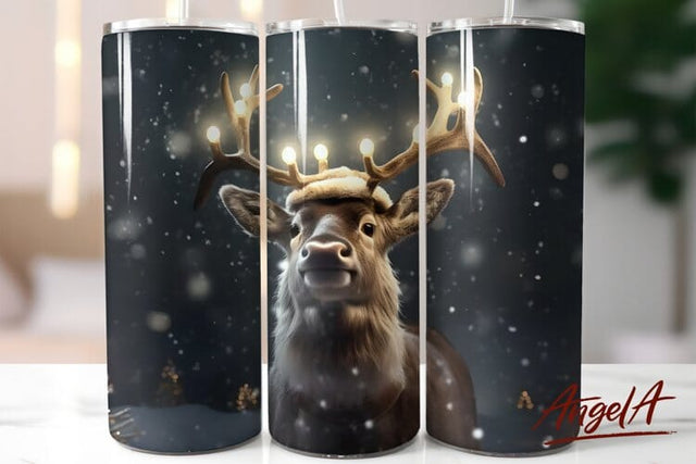Christmas reindeer PNG with christmas garland / deer tumbler Sublimation Angelina Semenova 