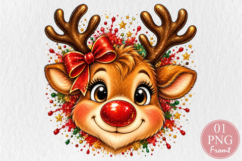Christmas Reindeer Red Nose PNG Sublimation nirmal108roy 