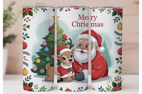 Christmas Reindeer & Santa 20oz Tumbler Sublimation PixelChick 
