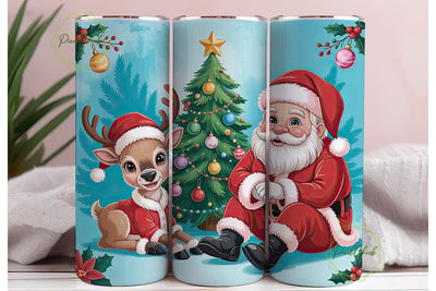 Christmas Reindeer & Santa 20oz Tumbler Sublimation PixelChick 