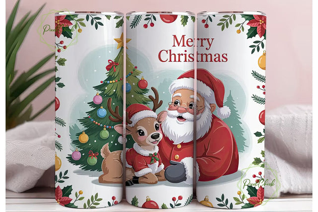 Christmas Reindeer & Santa 20oz Tumbler Sublimation PixelChick 