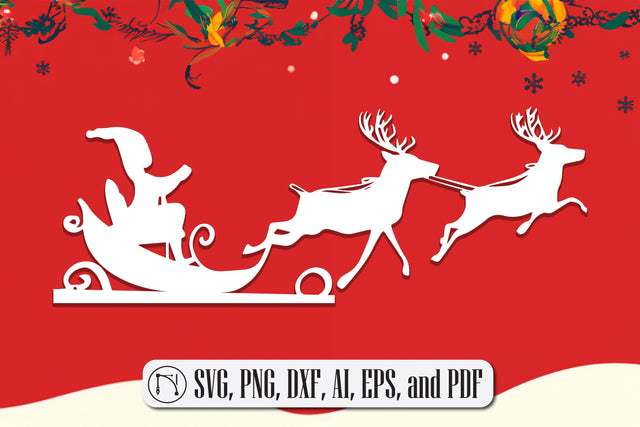 Christmas Reindeer Sleigh SVG Cut File SVG MD JOYNAL ABDIN 