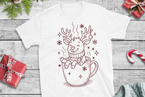Christmas Reindeer SVG Cut Files | 4 Cute Hot Cocoa & Lights Designs for Cricut SVG Tafti Art 