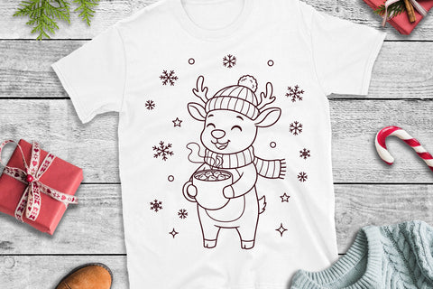 Christmas Reindeer SVG Cut Files | 4 Cute Hot Cocoa & Lights Designs for Cricut SVG Tafti Art 