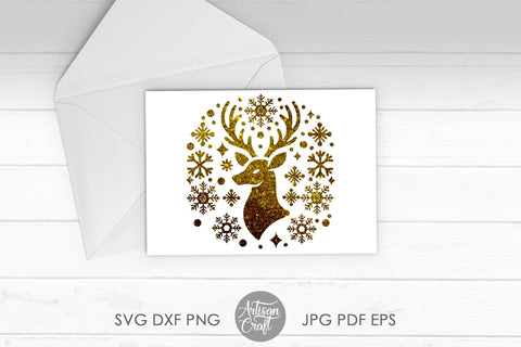 Christmas reindeer SVG, cut files, reindeer silhouette SVG SVG Artisan Craft SVG 