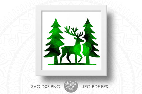 Christmas reindeer SVG, cut files, reindeer silhouette SVG SVG Artisan Craft SVG 