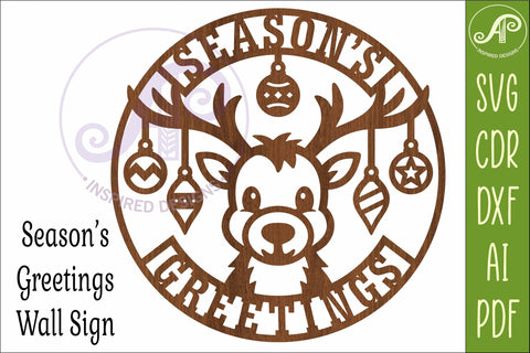 Christmas Reindeer SVG, Season’s Greetings Sign, Cute Sign SVG APInspireddesigns 