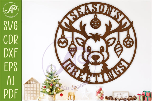 Christmas Reindeer SVG, Season’s Greetings Sign, Cute Sign SVG APInspireddesigns 