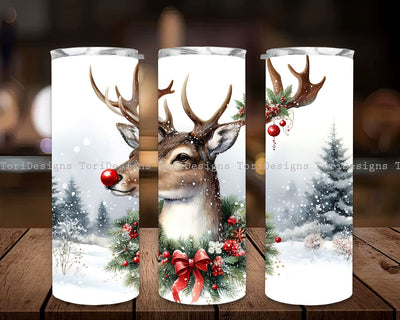 Christmas Reindeer Tumbler Wrap 20oz Skinny Sublimation Tumbler,Deer Tumbler Gifts, Fun Gift Tumbler, Personal Gifts for Men & Women, Ruldolph Tumbler,Instant Digital Download PNG Sublimation ToriDesigns 
