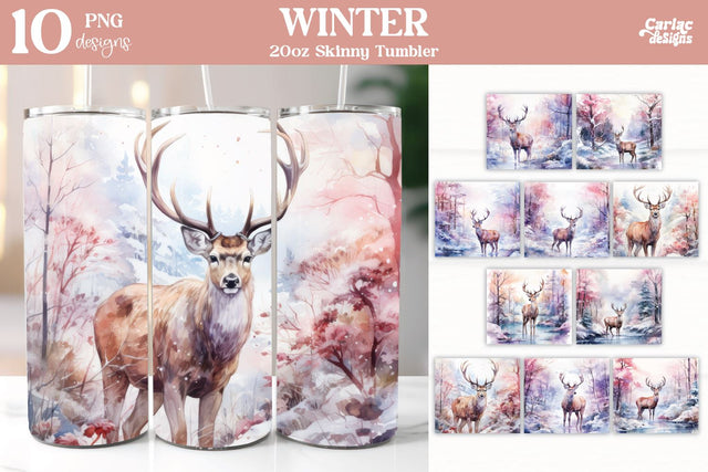 Christmas Reindeer Tumbler Wrap Bundle Sublimation Carla C Designs 