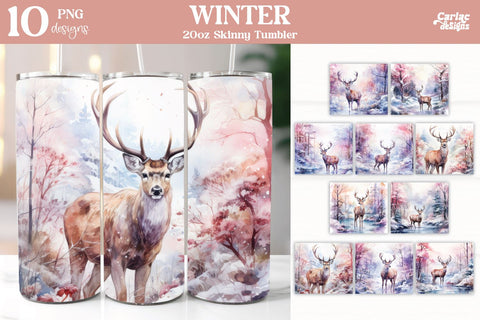 Christmas Reindeer Tumbler Wrap Bundle Sublimation Carla C Designs 