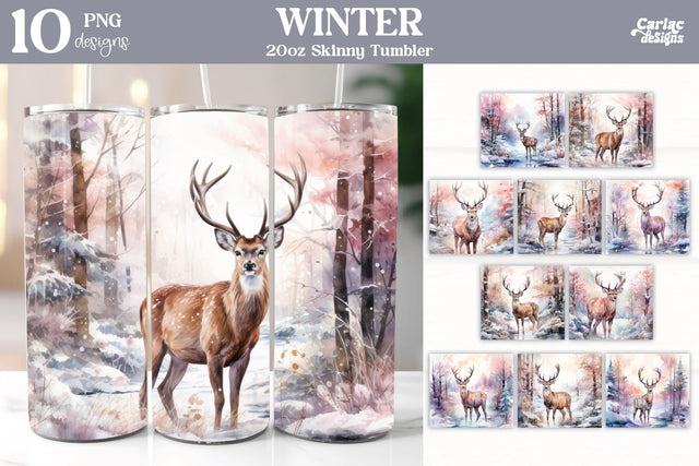Christmas Reindeer Tumbler Wrap Bundle Sublimation Carla C Designs 