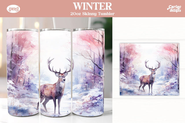 Christmas Reindeer Tumbler Wrap Sublimation Carla C Designs 