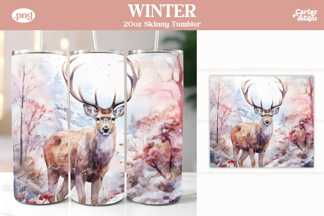 Christmas Reindeer Tumbler Wrap Sublimation Carla C Designs 