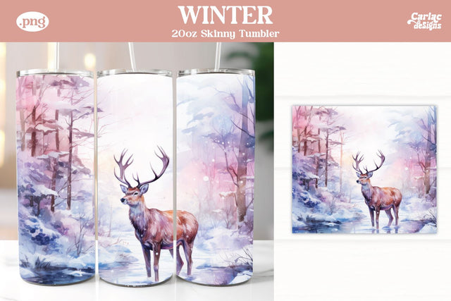 Christmas Reindeer Tumbler Wrap Sublimation Carla C Designs 