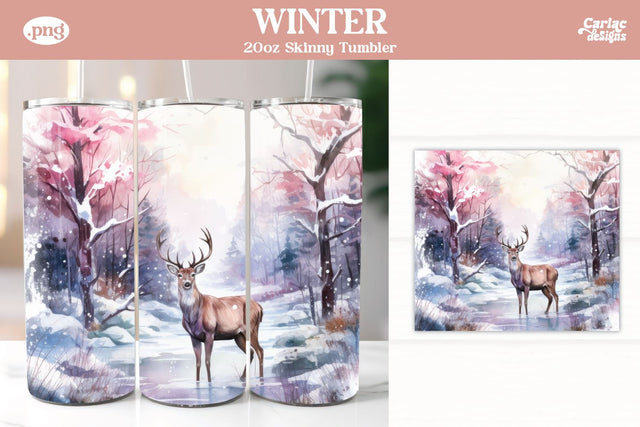 Christmas Reindeer Tumbler Wrap Sublimation Carla C Designs 