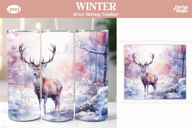 Christmas Reindeer Tumbler Wrap Sublimation Carla C Designs 