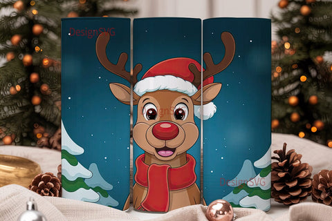 Christmas Reindeer Tumbler Wrap Sublimation DesignSVG 