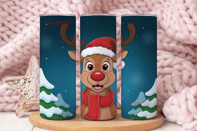 Christmas Reindeer Tumbler Wrap Sublimation DesignSVG 