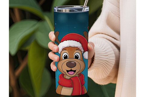 Christmas Reindeer Tumbler Wrap Sublimation DesignSVG 