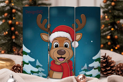 Christmas Reindeer Tumbler Wrap Sublimation DesignSVG 