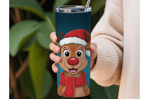 Christmas Reindeer Tumbler Wrap Sublimation DesignSVG 