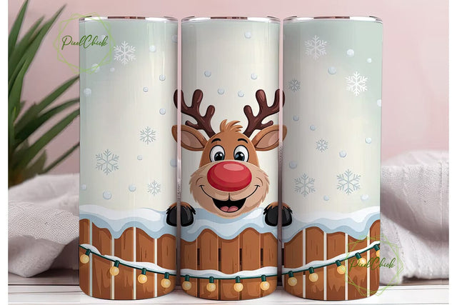 Christmas Reindeer Tumbler Wrap Sublimation PixelChick 