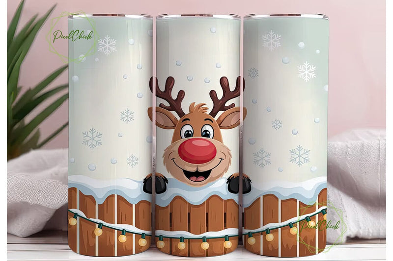 Christmas Reindeer Tumbler Wrap Sublimation PixelChick 