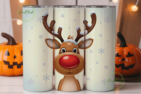 Christmas Reindeer Tumbler Wrap Sublimation PixelChick 