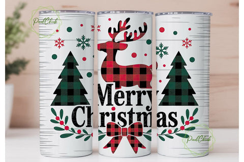 Christmas Reindeer Tumbler Wrap Sublimation PixelChick 