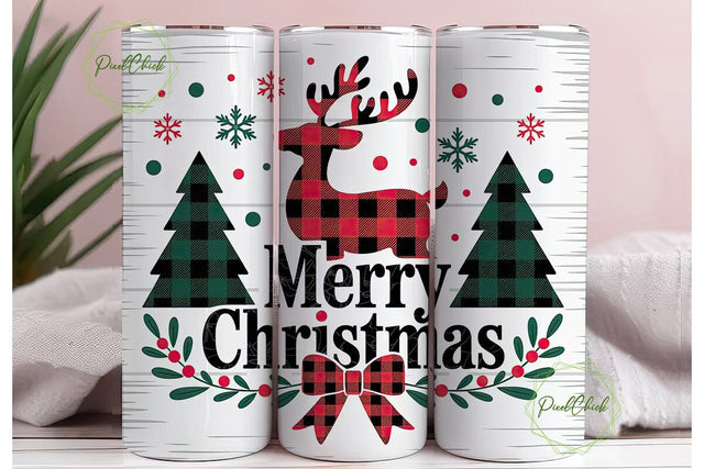 Christmas Reindeer Tumbler Wrap Sublimation PixelChick 