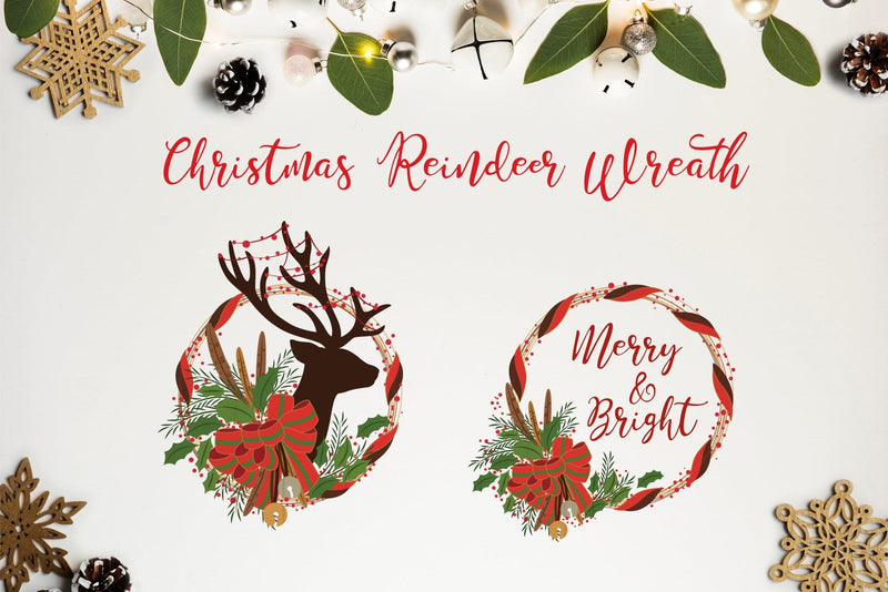 Christmas Reindeer Wreaths SVG Yenty Jap Creative 
