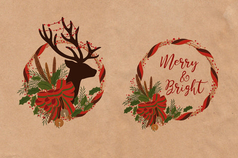 Christmas Reindeer Wreaths SVG Yenty Jap Creative 
