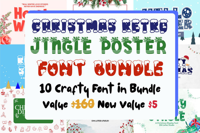 Christmas Retro Jingle Poster Font Bundle Font Dm Letter Studio 