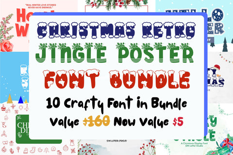Christmas Retro Jingle Poster Font Bundle Font Dm Letter Studio 