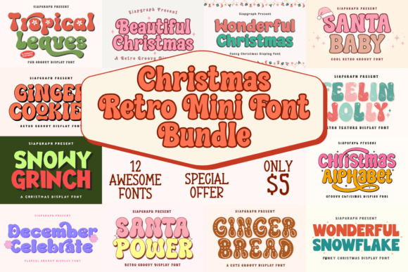 Christmas Retro Mini Bundle Font Font Masyafi Studio 