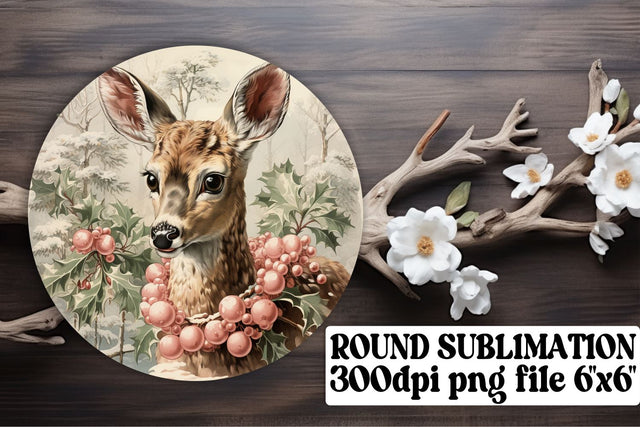 Christmas Retro Round Design Keychain Watercolor Holiday Sublimation afrosvg 